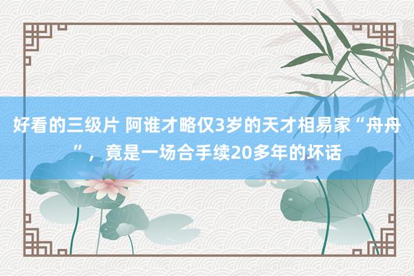 好看的三级片 阿谁才略仅3岁的天才相易家“舟舟”，竟是一场合手续20多年的坏话